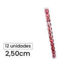 Pack 12 esferas 2-5cm rojo tubo